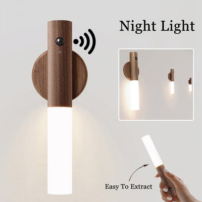 Wood Motion Sensor Night Light — Wireless & Magnetic